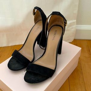 Merona black strap heel